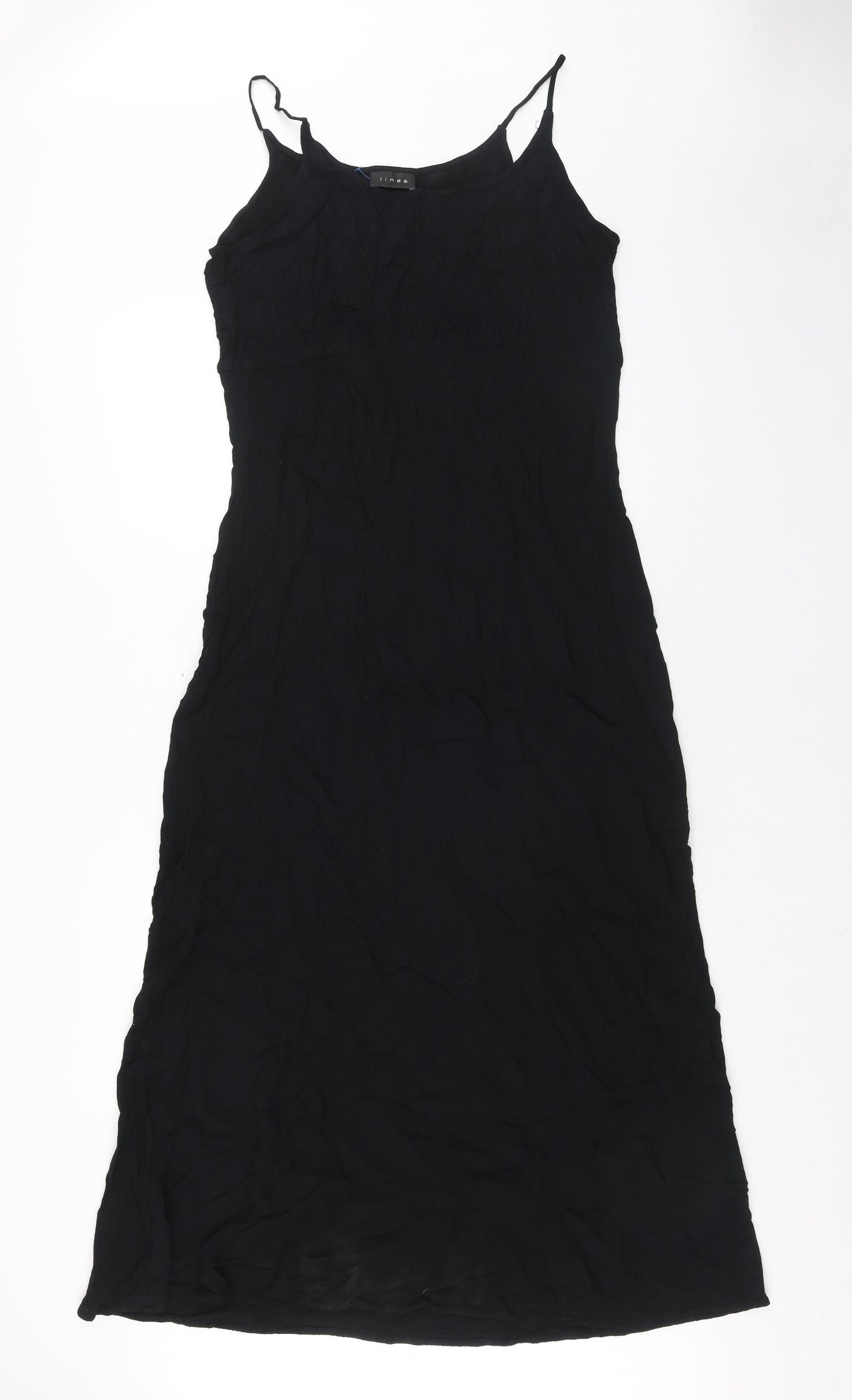 Linea Womens Black Viscose Slip Dress Size M Scoop Neck Pullover