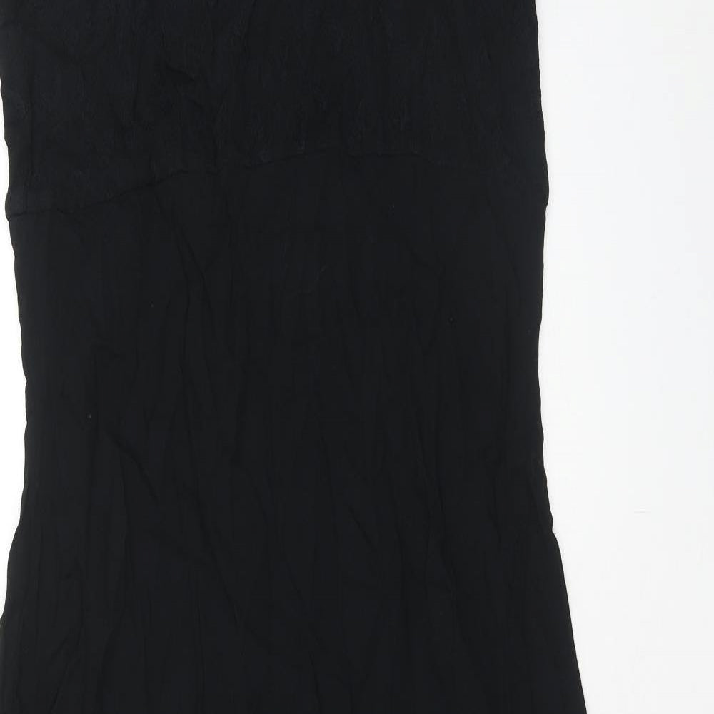 Linea Womens Black Viscose Slip Dress Size M Scoop Neck Pullover