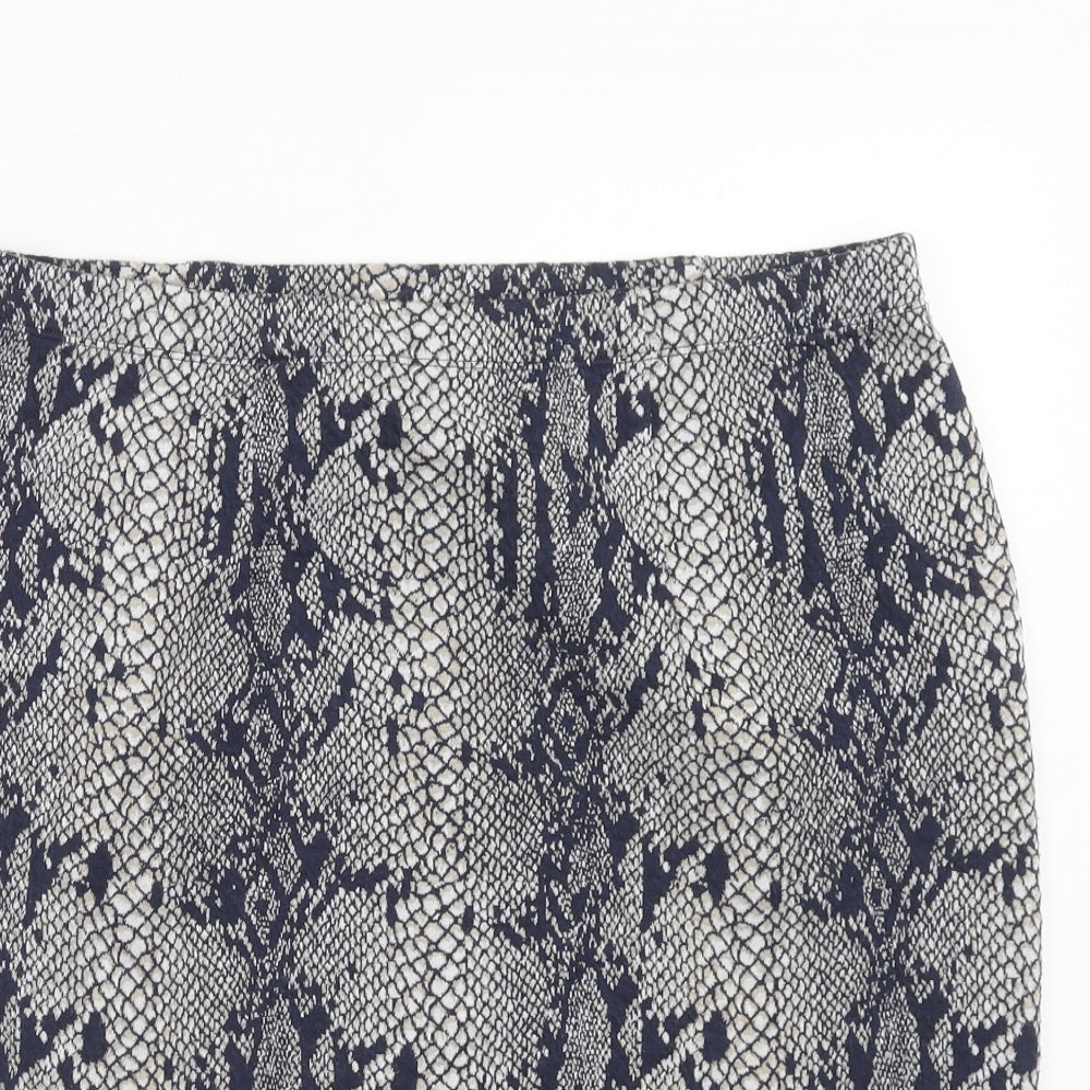 TU Womens Blue Animal Print Polyester Straight & Pencil Skirt Size 14 - Snakeskin Pattern