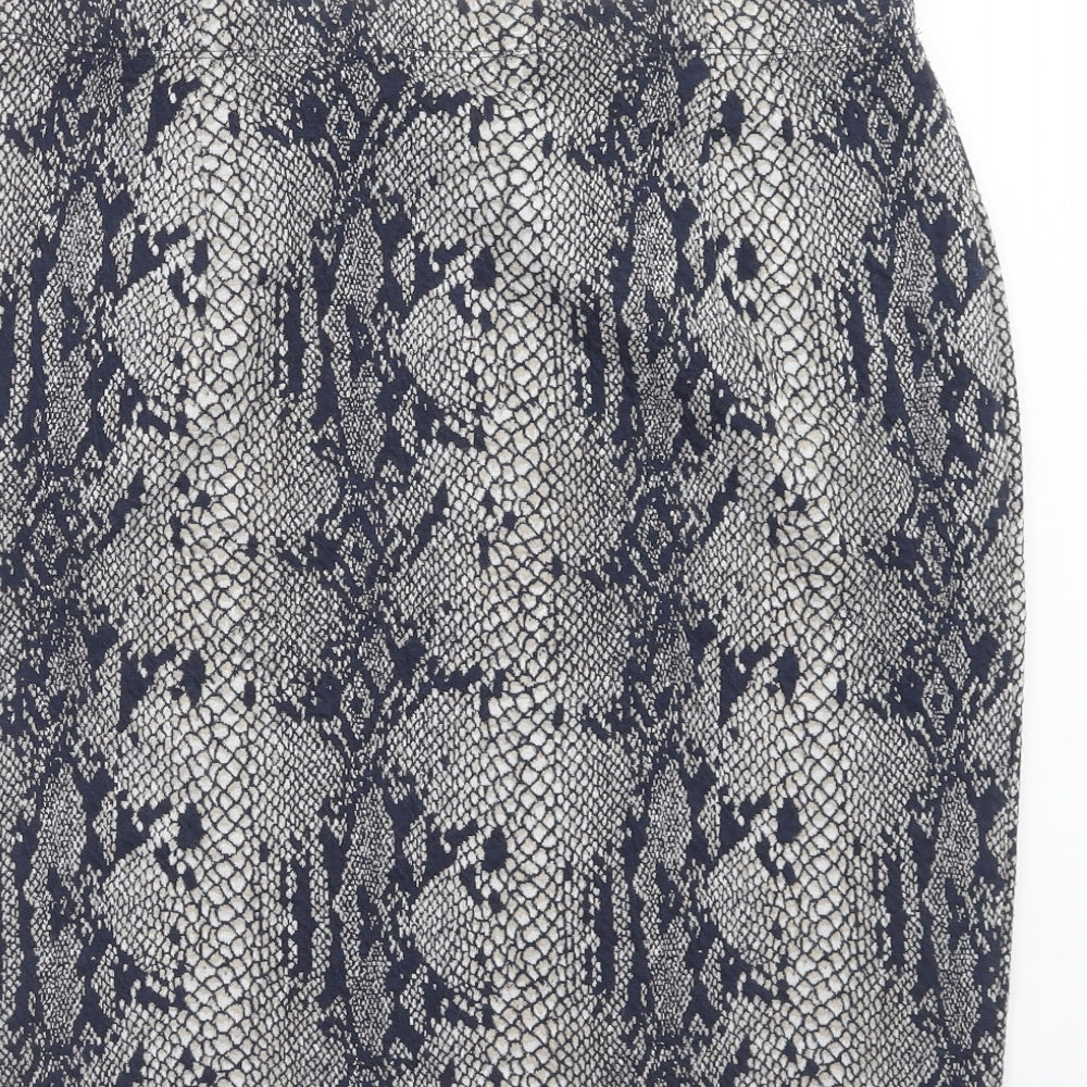 TU Womens Blue Animal Print Polyester Straight & Pencil Skirt Size 14 - Snakeskin Pattern