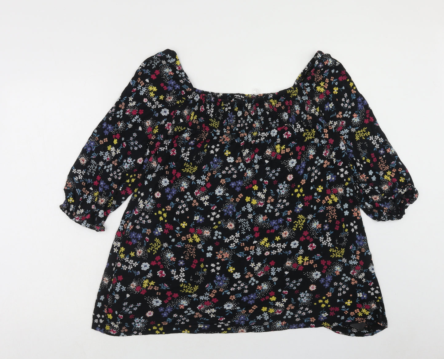 Simply Be Womens Multicoloured Floral Viscose Basic Blouse Size 18 Boat Neck