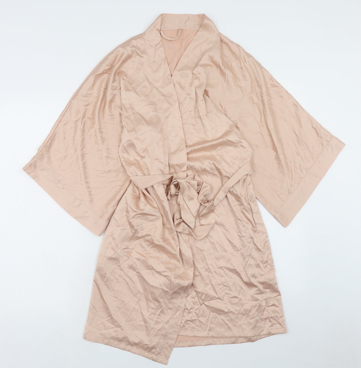 sioro Womens Pink Solid Polyester Top Robe Size S Tie