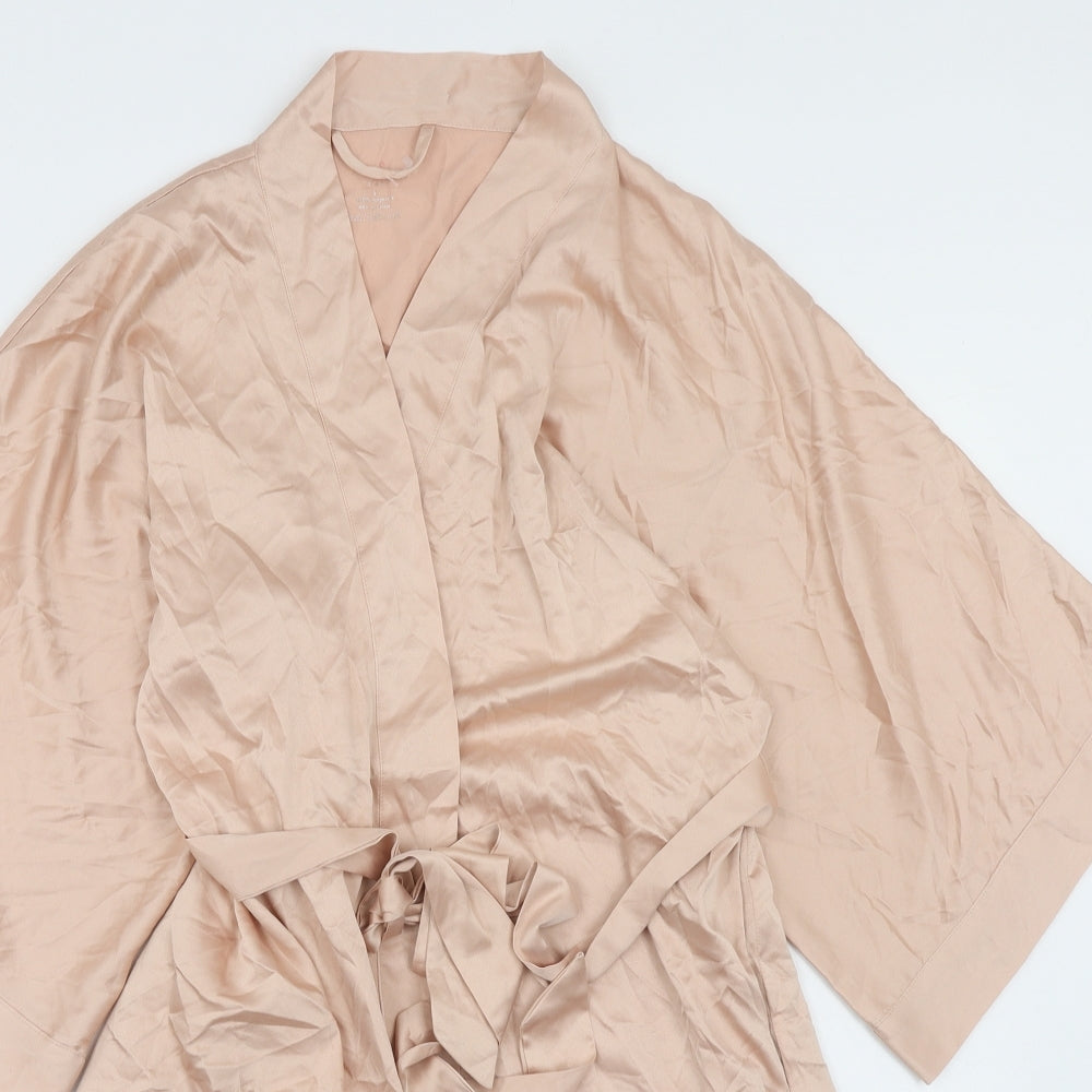 sioro Womens Pink Solid Polyester Top Robe Size S Tie