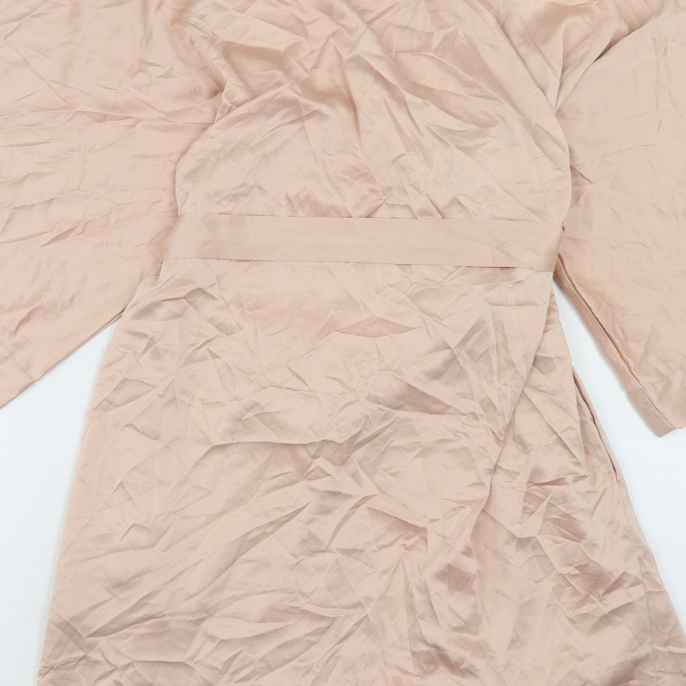 sioro Womens Pink Solid Polyester Top Robe Size S Tie