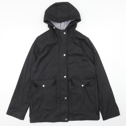 Rising Womens Black Rain Coat Jacket Size S Zip