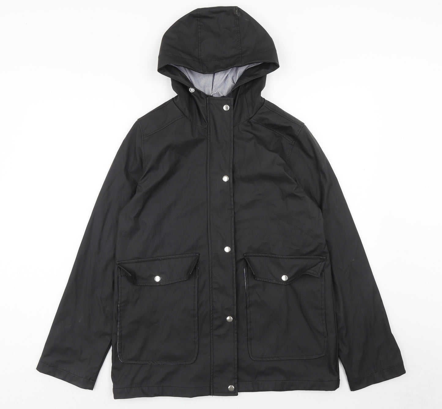 Rising Womens Black Rain Coat Jacket Size S Zip