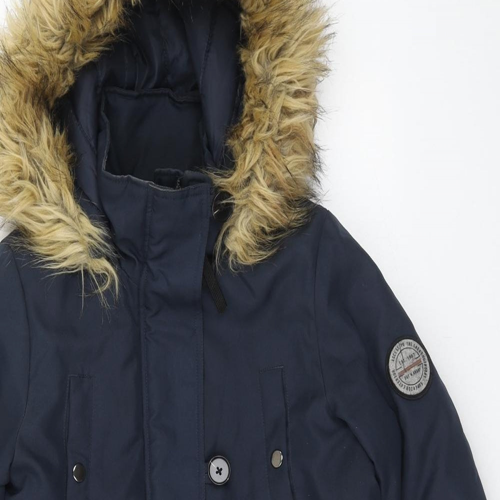 VERO MODA Womens Blue Parka Jacket Size S Snap