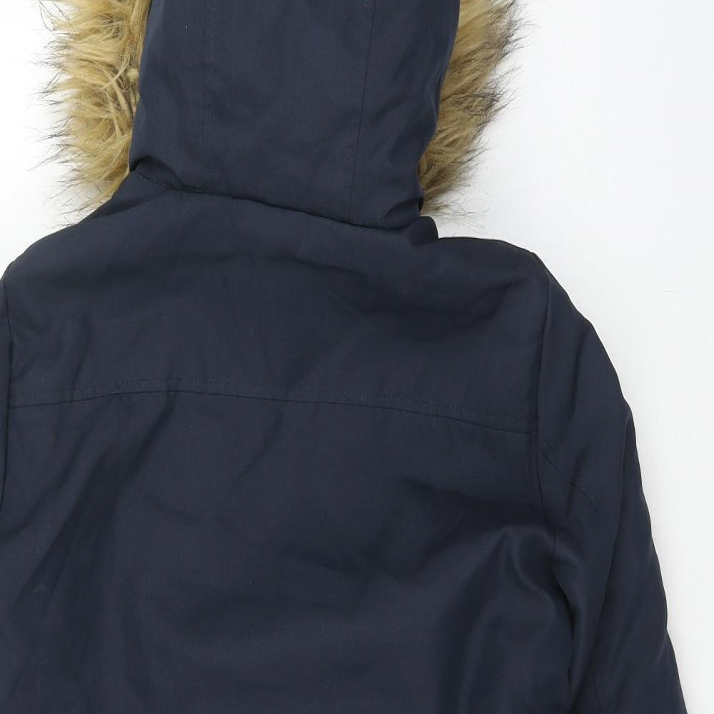VERO MODA Womens Blue Parka Jacket Size S Snap
