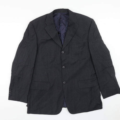 Preworn Mens Grey Polyester Jacket Blazer Size 42