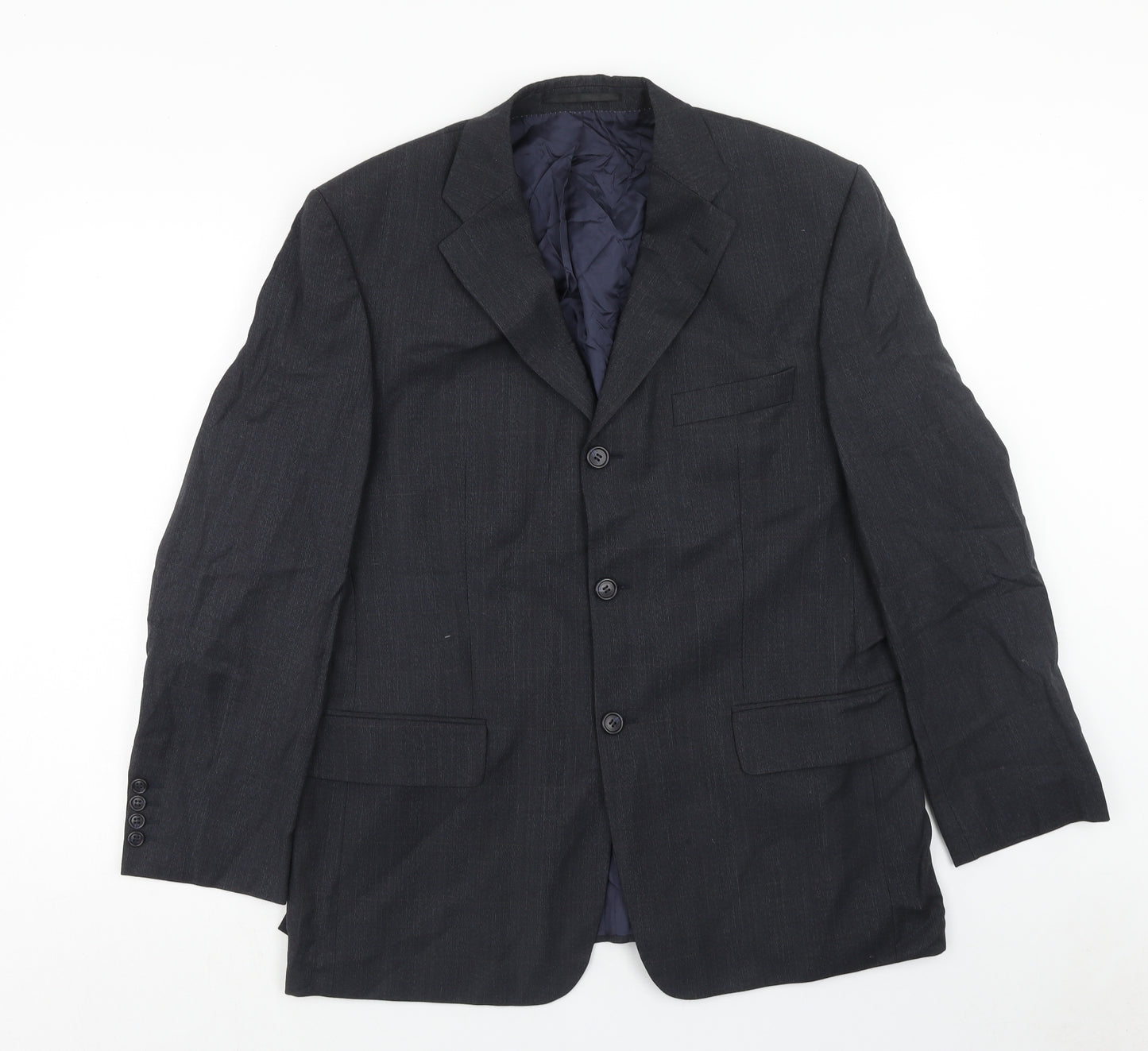 Preworn Mens Grey Polyester Jacket Blazer Size 42