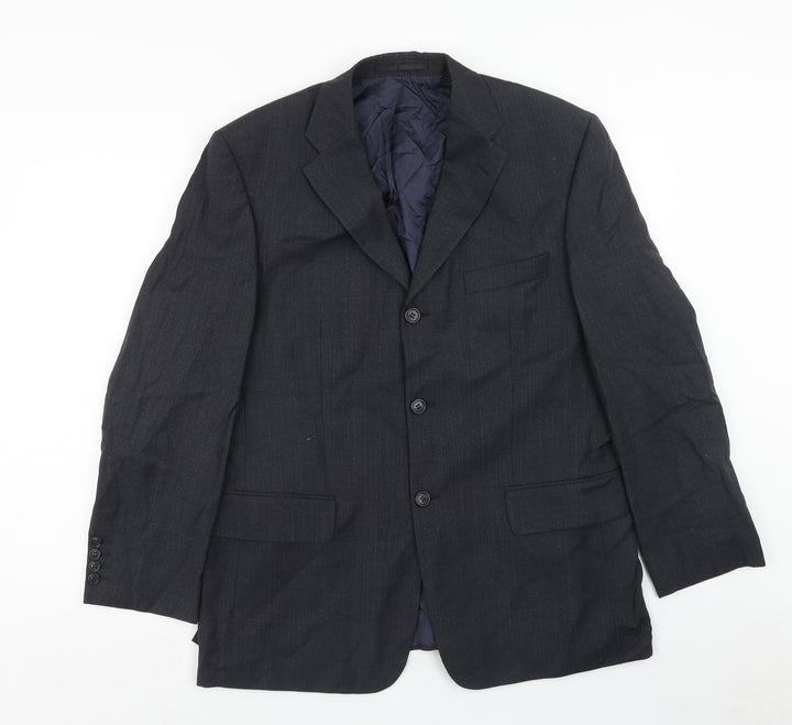 Preworn Mens Grey Polyester Jacket Blazer Size 42
