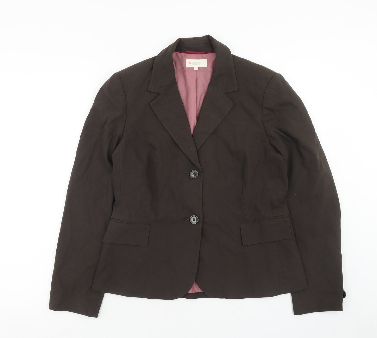 Marks and Spencer Womens Brown Jacket Blazer Size 12 Button