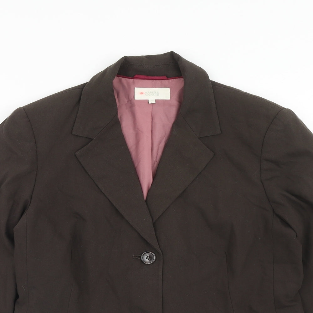 Marks and Spencer Womens Brown Jacket Blazer Size 12 Button