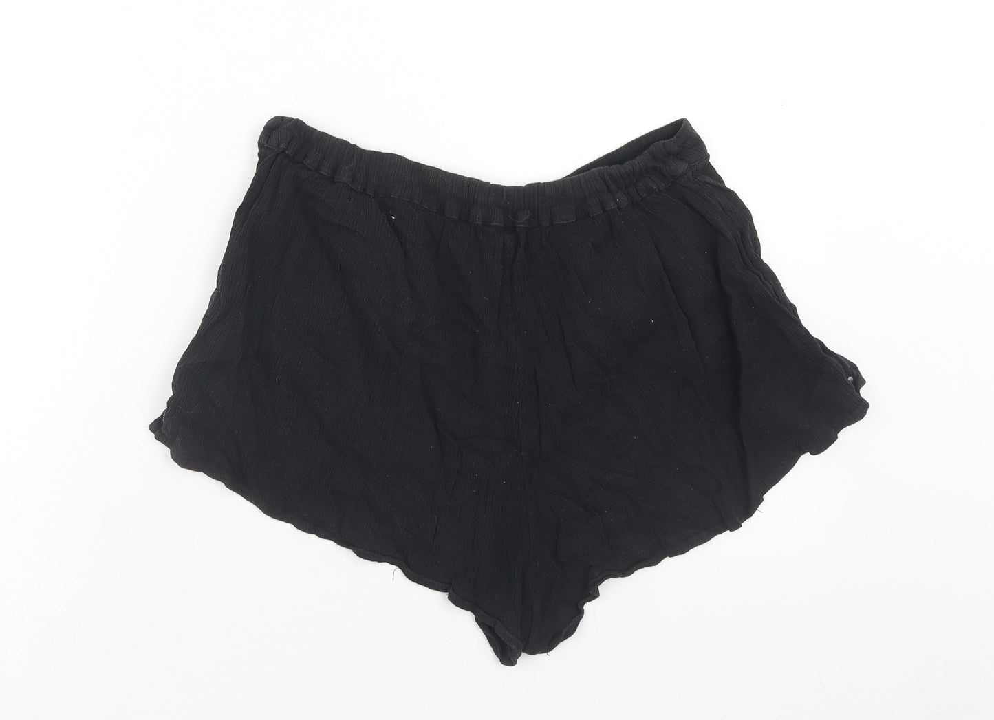 Topshop Womens Black Cotton Hot Pants Shorts Size 12 Regular Pull On