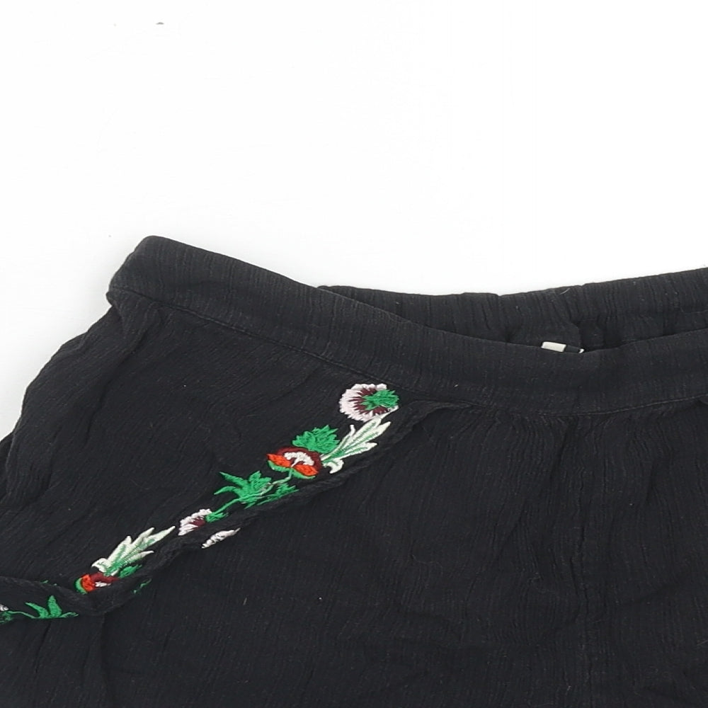 Topshop Womens Black Cotton Hot Pants Shorts Size 12 Regular Pull On