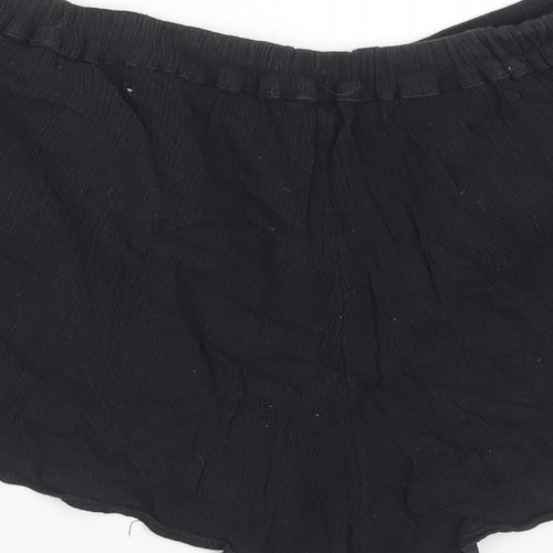 Topshop Womens Black Cotton Hot Pants Shorts Size 12 Regular Pull On