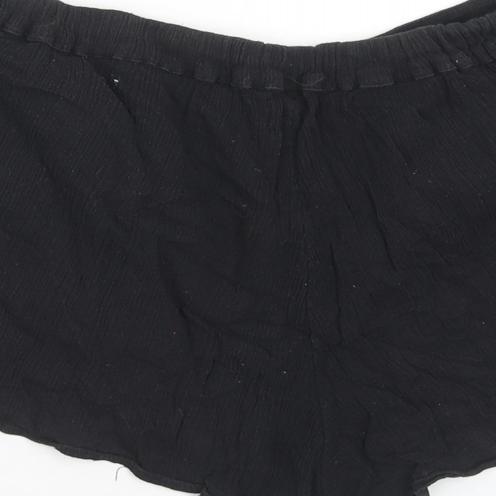 Topshop Womens Black Cotton Hot Pants Shorts Size 12 Regular Pull On