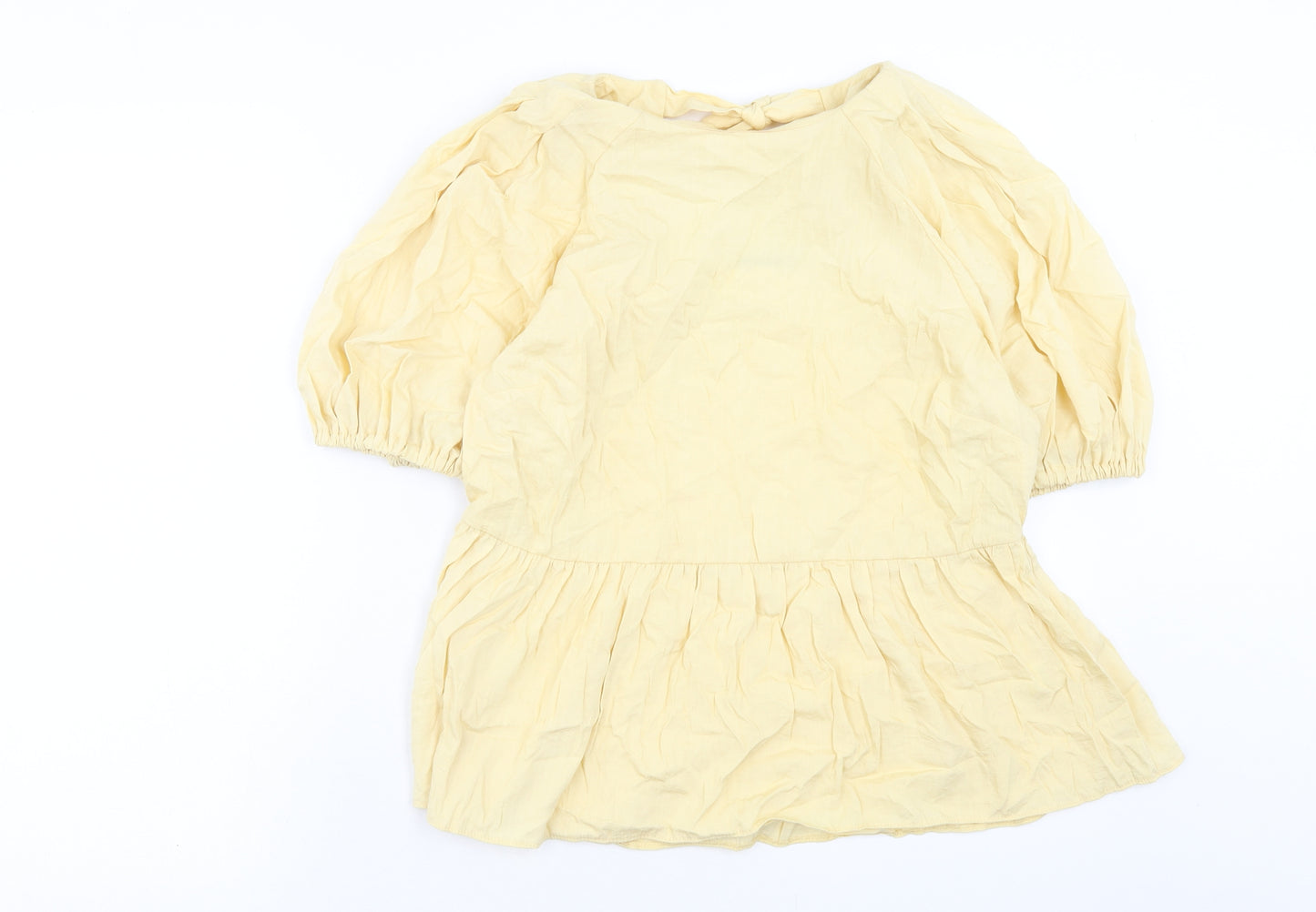 TU Womens Yellow Viscose Basic Blouse Size 14 Boat Neck - Smock
