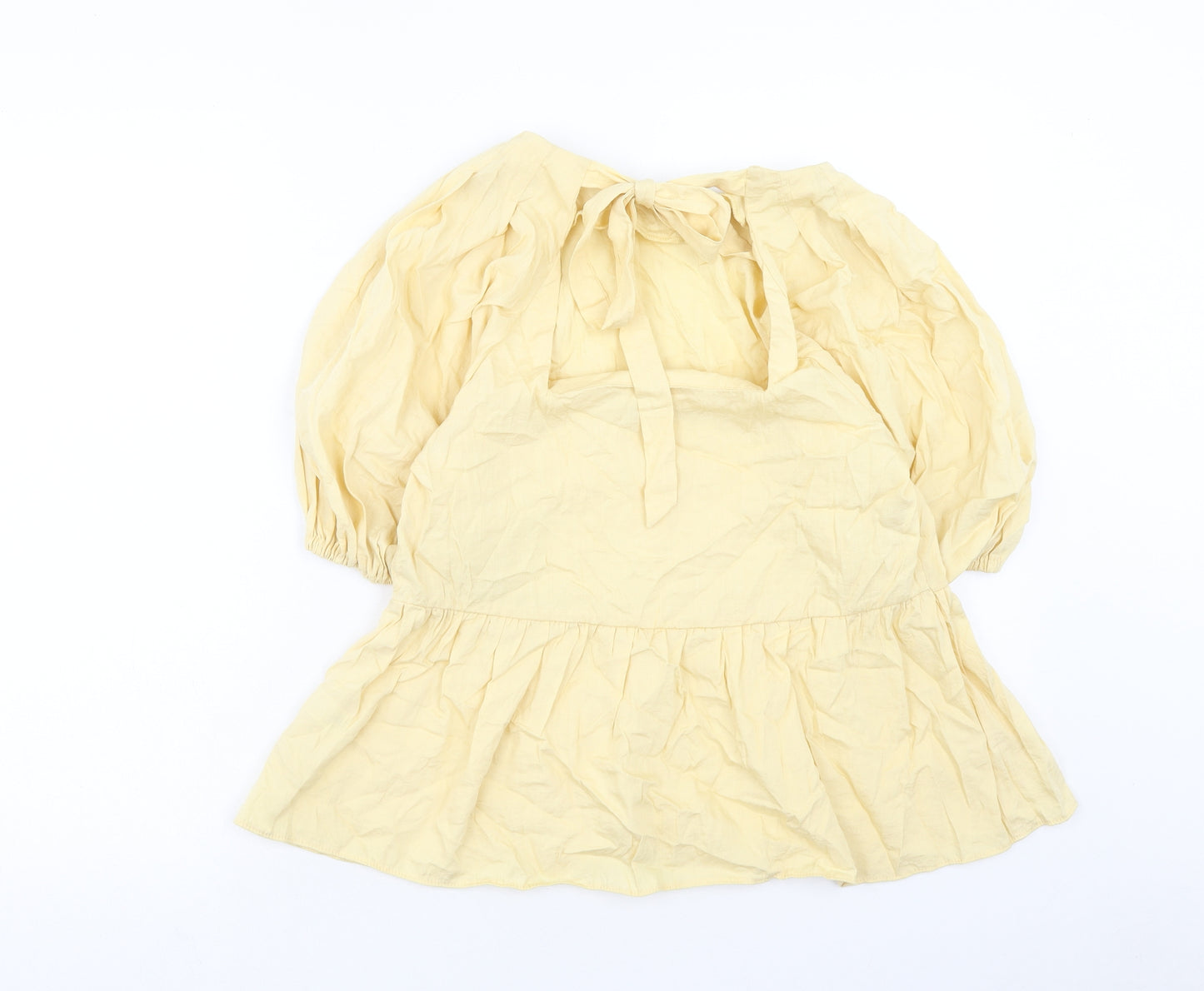 TU Womens Yellow Viscose Basic Blouse Size 14 Boat Neck - Smock