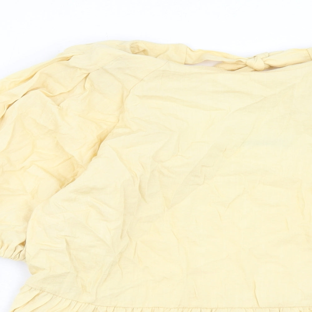 TU Womens Yellow Viscose Basic Blouse Size 14 Boat Neck - Smock