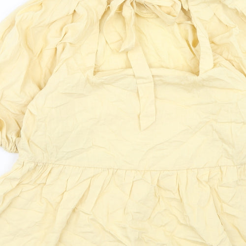 TU Womens Yellow Viscose Basic Blouse Size 14 Boat Neck - Smock