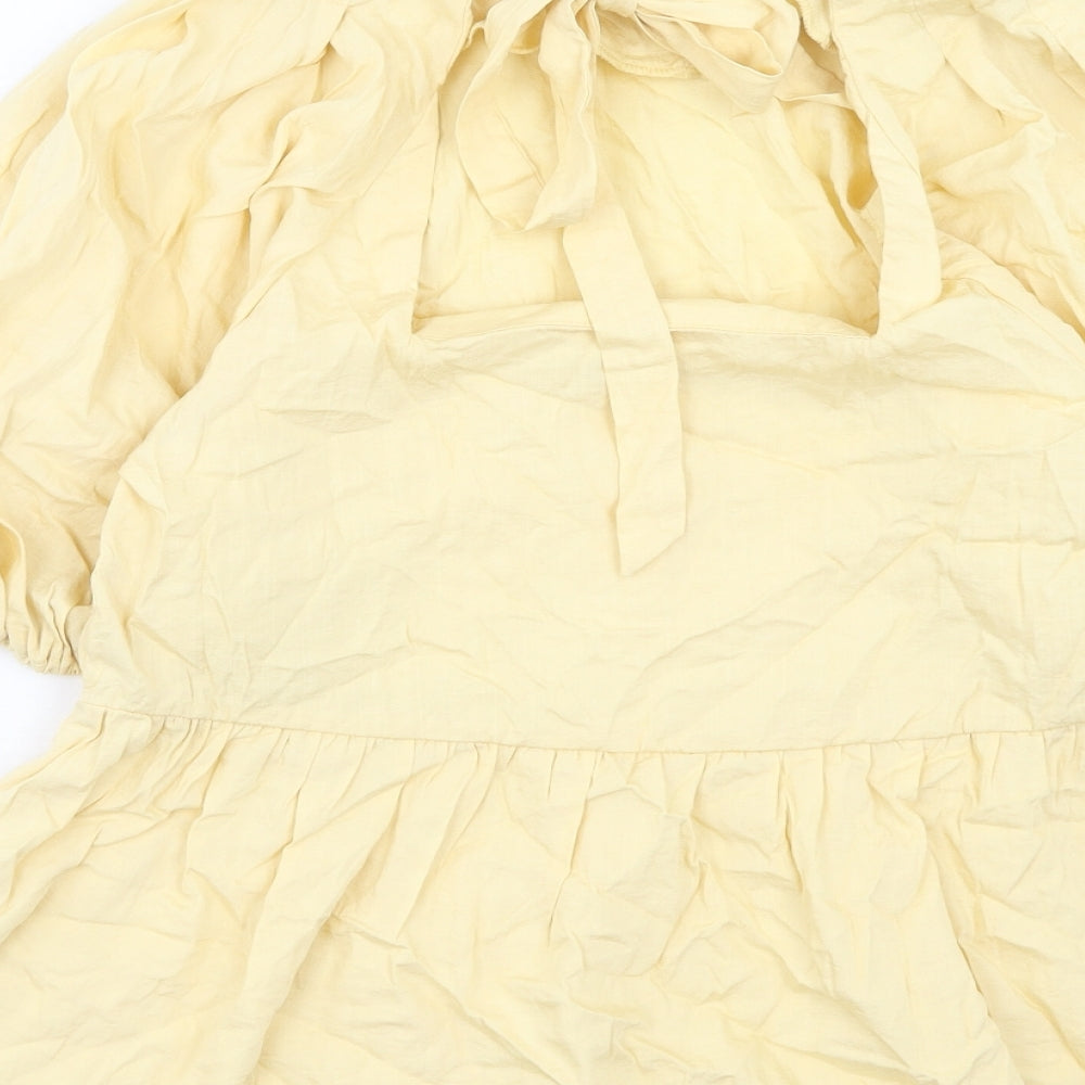 TU Womens Yellow Viscose Basic Blouse Size 14 Boat Neck - Smock