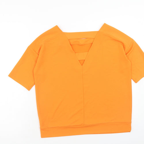 NEXT Womens Orange Polyester Basic T-Shirt Size 10 Boat Neck