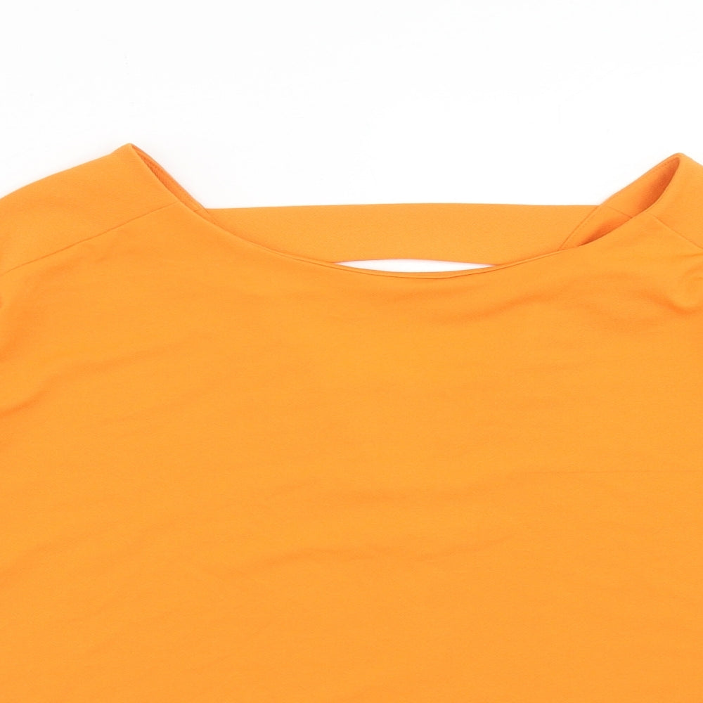 NEXT Womens Orange Polyester Basic T-Shirt Size 10 Boat Neck