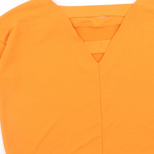NEXT Womens Orange Polyester Basic T-Shirt Size 10 Boat Neck