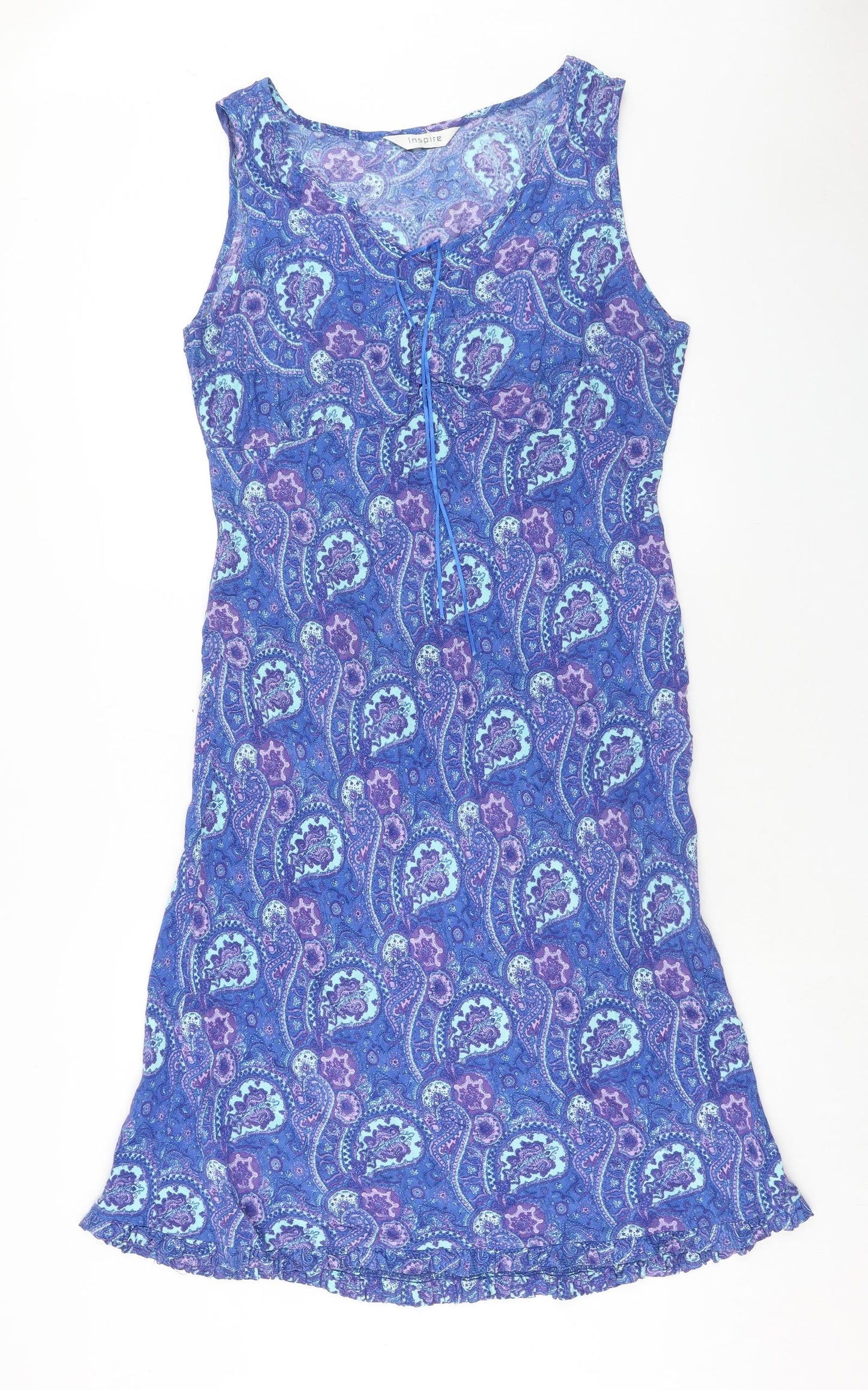 New Look Womens Blue Paisley Viscose Maxi Size 18 Scoop Neck Pullover