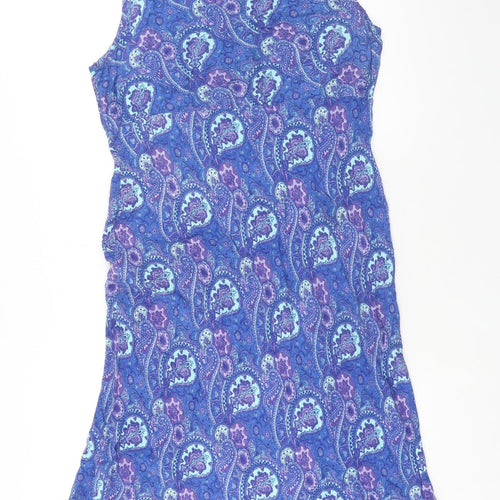 New Look Womens Blue Paisley Viscose Maxi Size 18 Scoop Neck Pullover