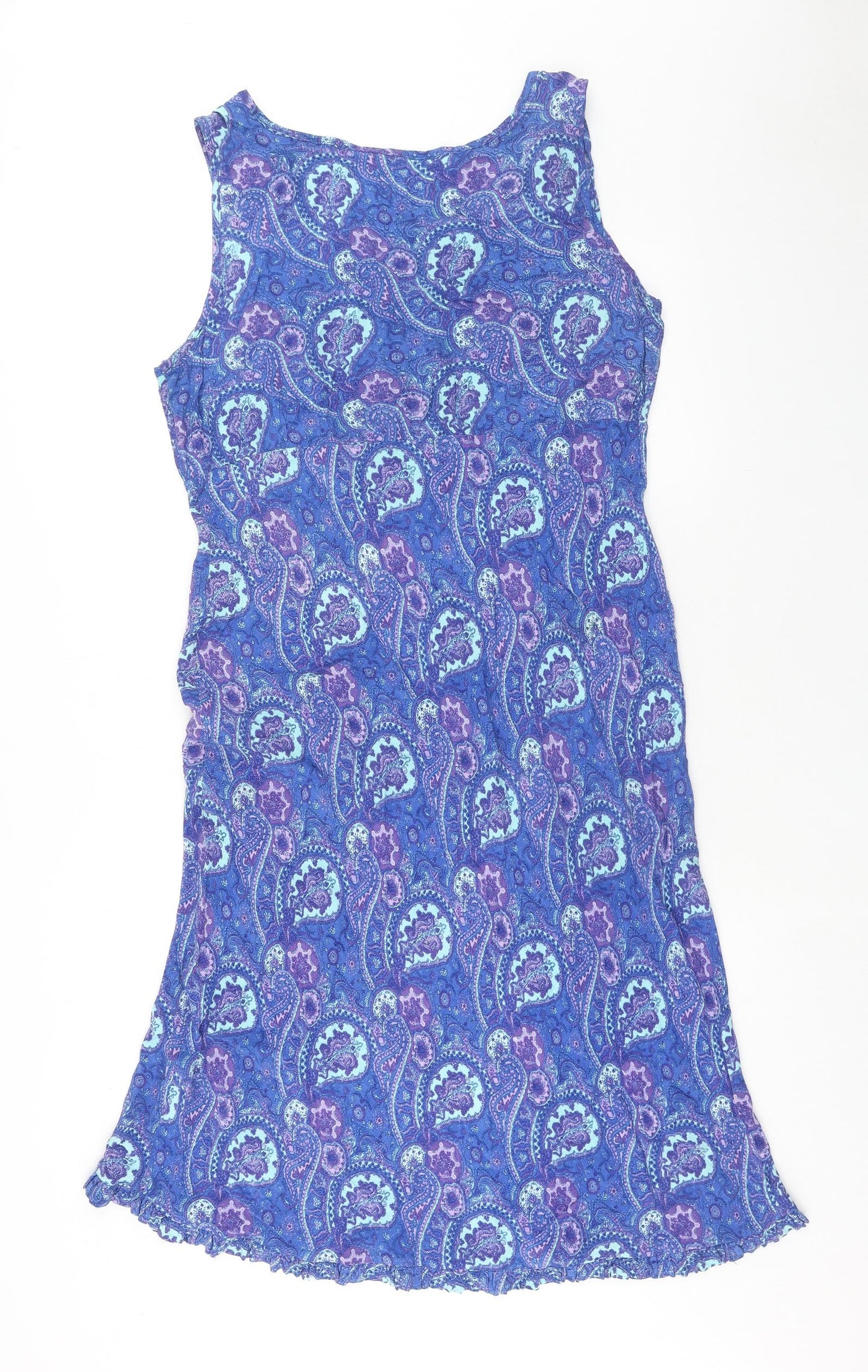 New Look Womens Blue Paisley Viscose Maxi Size 18 Scoop Neck Pullover