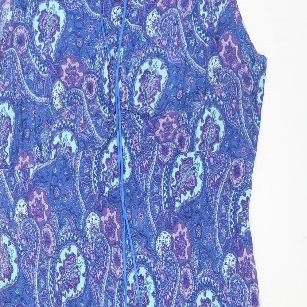 New Look Womens Blue Paisley Viscose Maxi Size 18 Scoop Neck Pullover