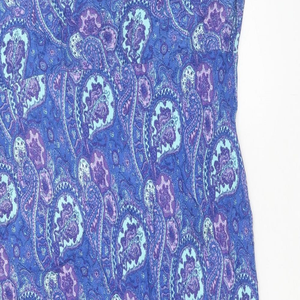 New Look Womens Blue Paisley Viscose Maxi Size 18 Scoop Neck Pullover