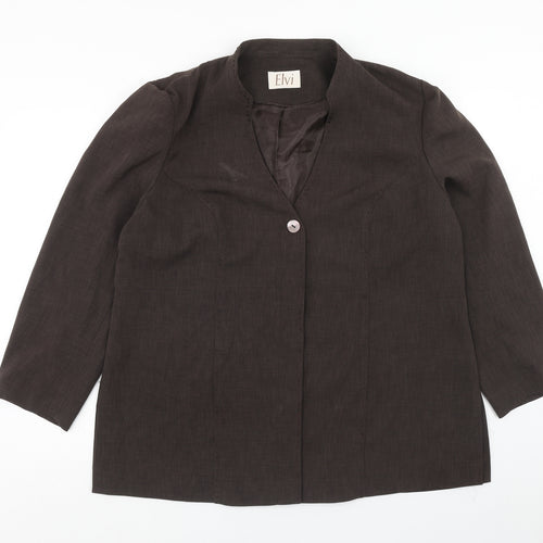ELVI Womens Brown Jacket Size 20 Button