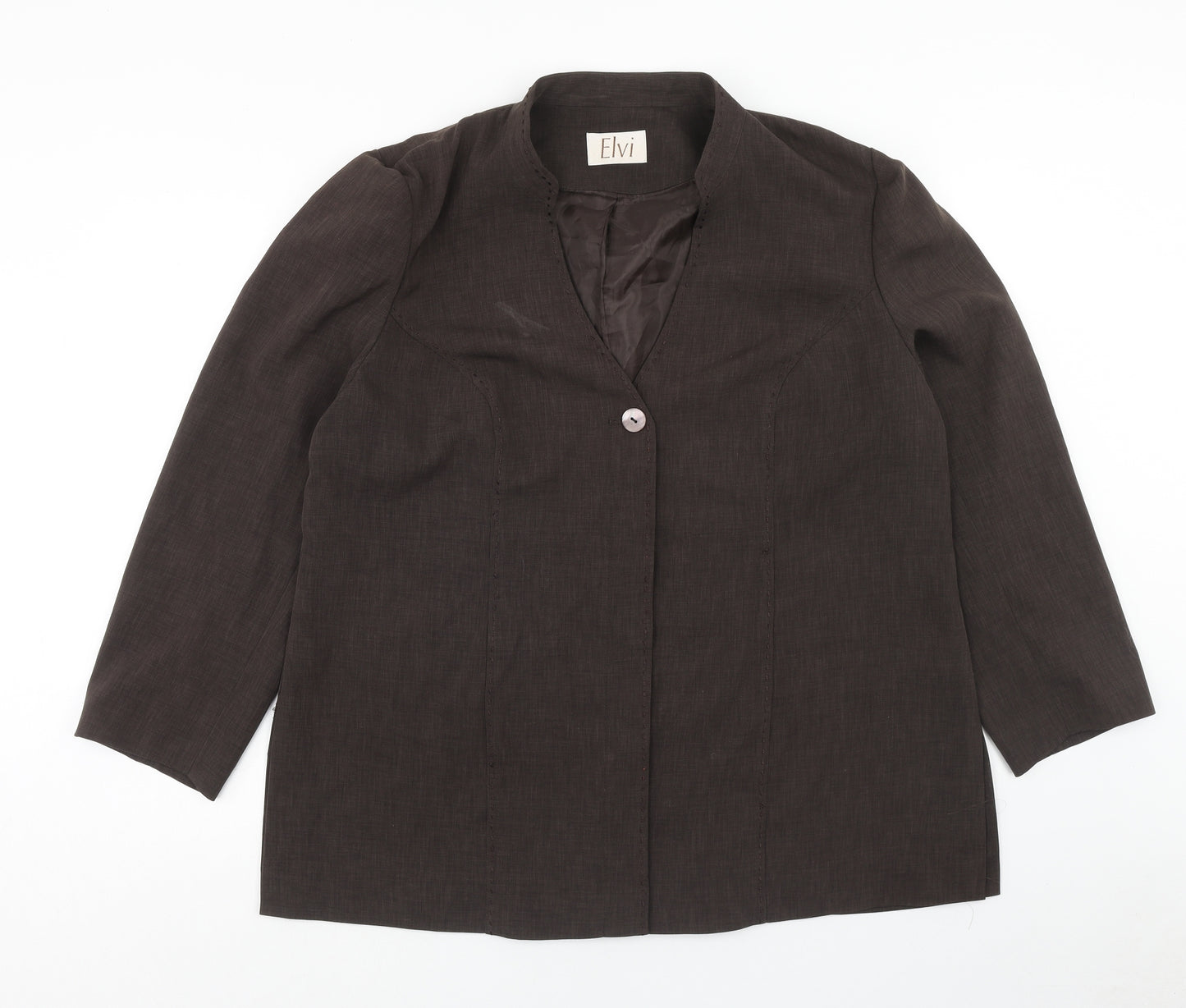 ELVI Womens Brown Jacket Size 20 Button