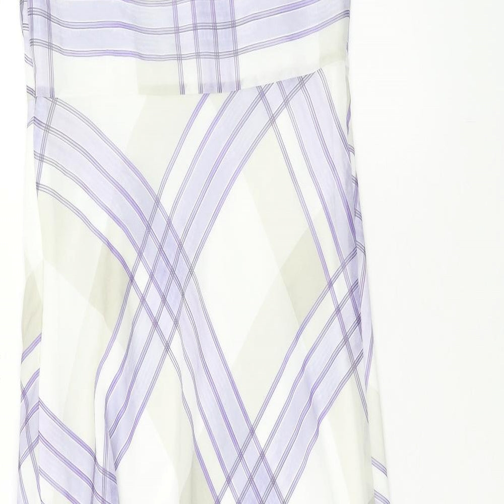 Marks and Spencer Womens Purple Plaid Polyester A-Line Size 10 V-Neck Zip