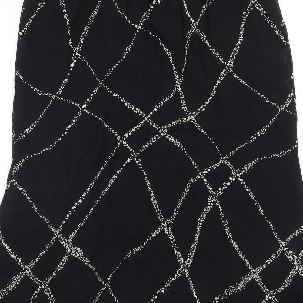 Jacques Vert Womens Black Geometric Viscose Flare Skirt Size 18