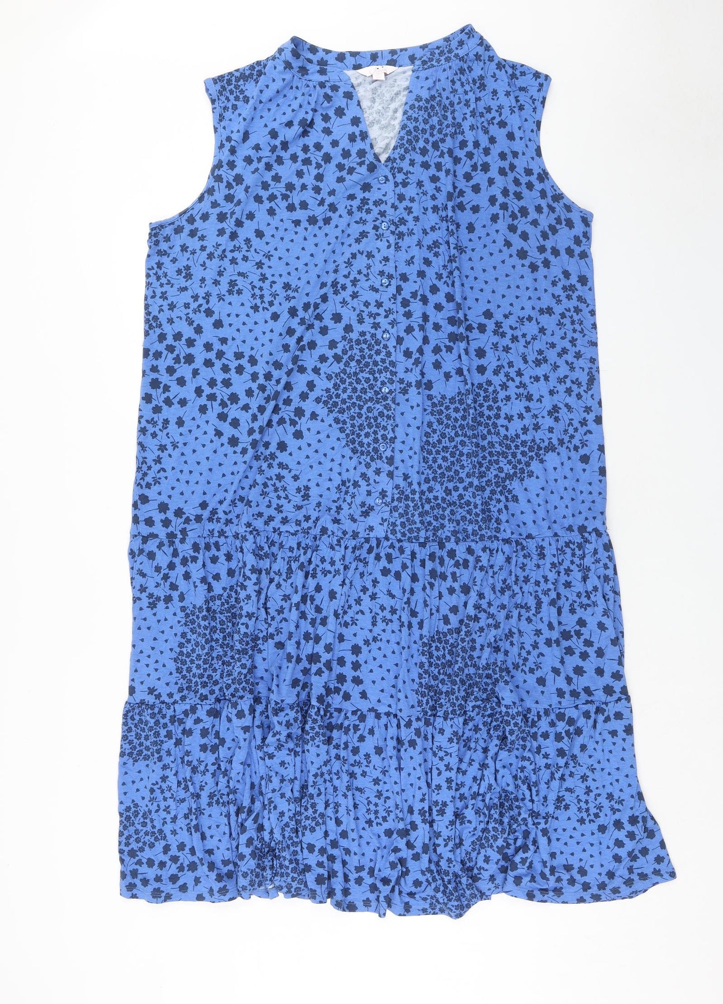 Julipa Womens Blue Geometric Viscose A-Line Size 24 V-Neck Pullover