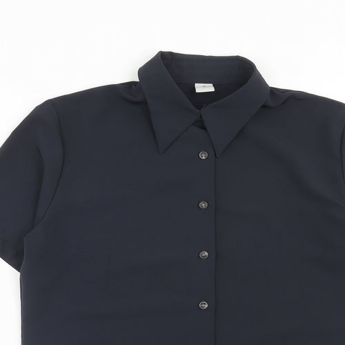 Primark Womens Black Polyester Basic Button-Up Size 14 Collared