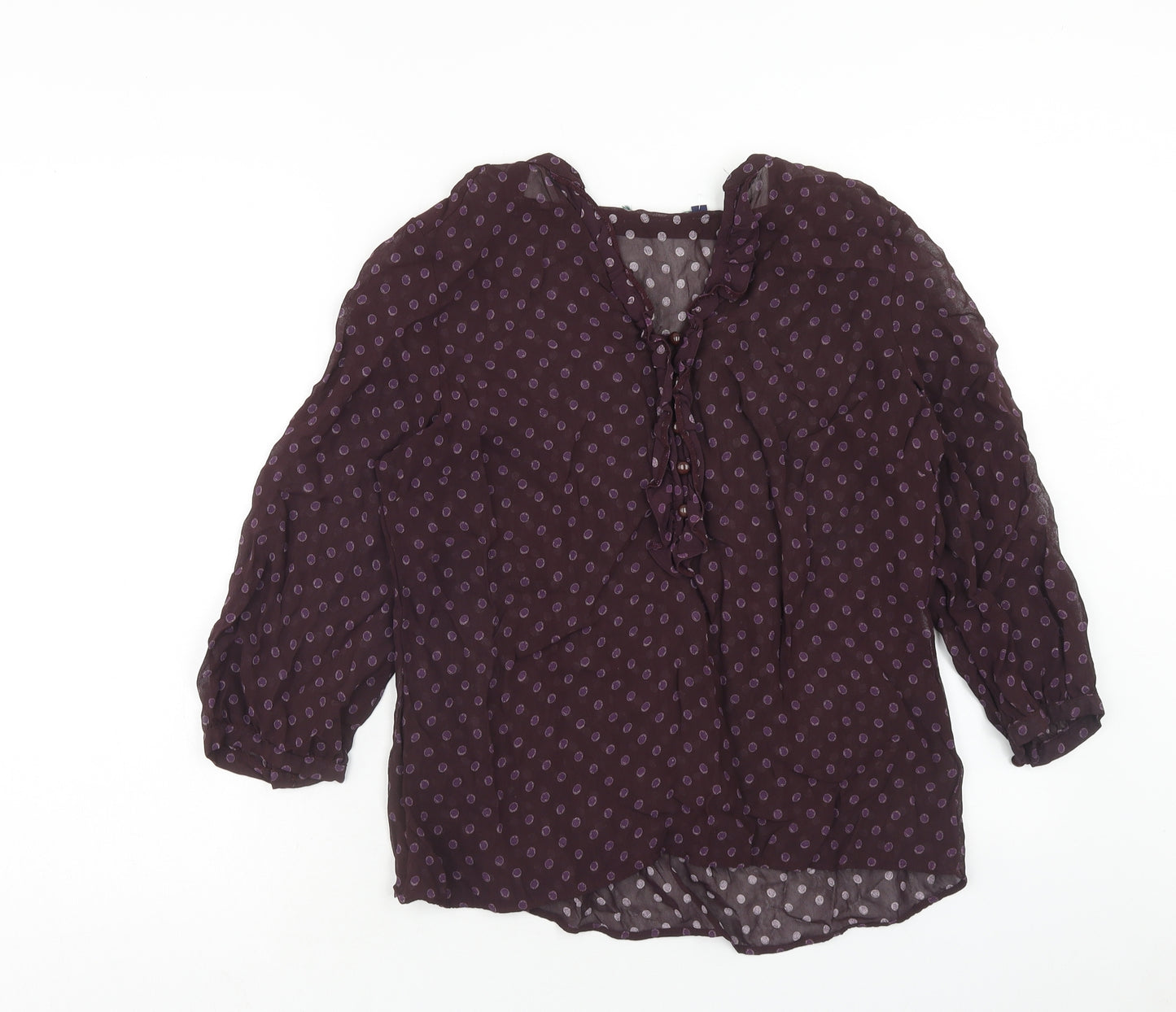 Boden Womens Purple Polka Dot Viscose Basic Blouse Size 14 V-Neck
