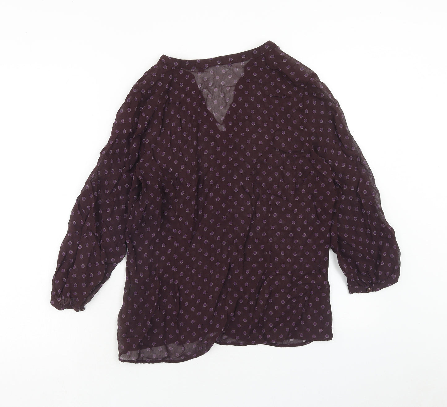 Boden Womens Purple Polka Dot Viscose Basic Blouse Size 14 V-Neck