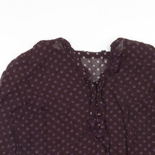 Boden Womens Purple Polka Dot Viscose Basic Blouse Size 14 V-Neck