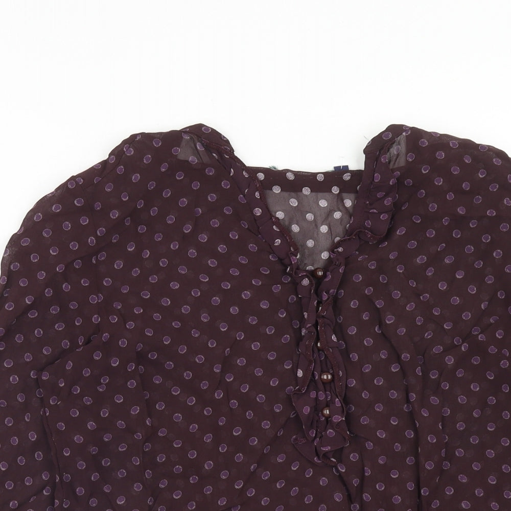 Boden Womens Purple Polka Dot Viscose Basic Blouse Size 14 V-Neck