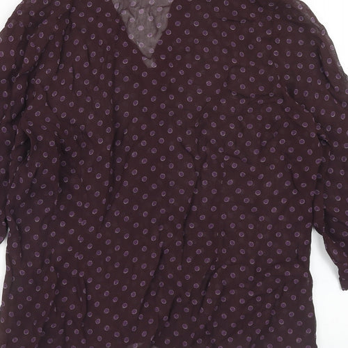 Boden Womens Purple Polka Dot Viscose Basic Blouse Size 14 V-Neck
