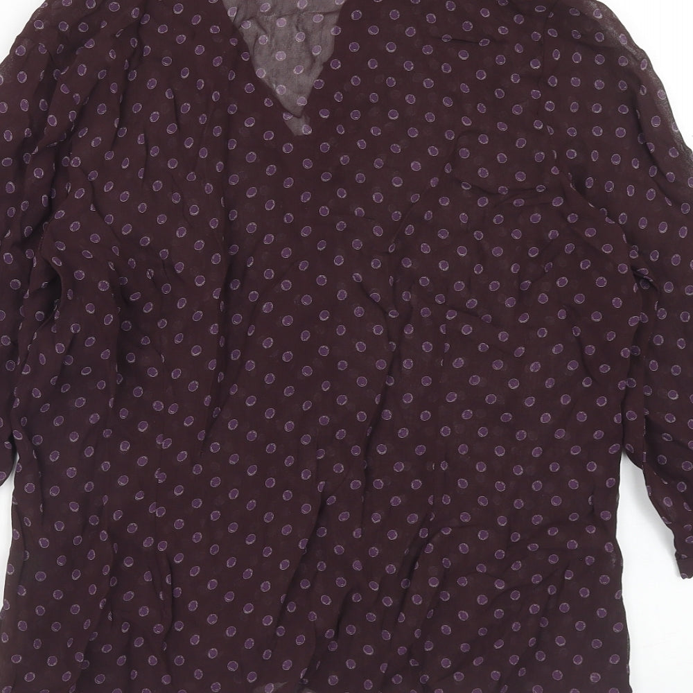 Boden Womens Purple Polka Dot Viscose Basic Blouse Size 14 V-Neck