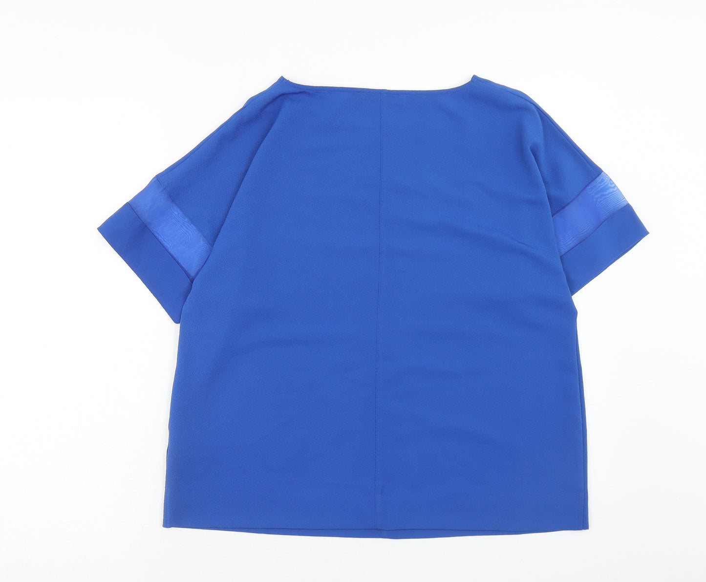 Marks and Spencer Womens Blue Polyester Basic Blouse Size 12 Boat Neck