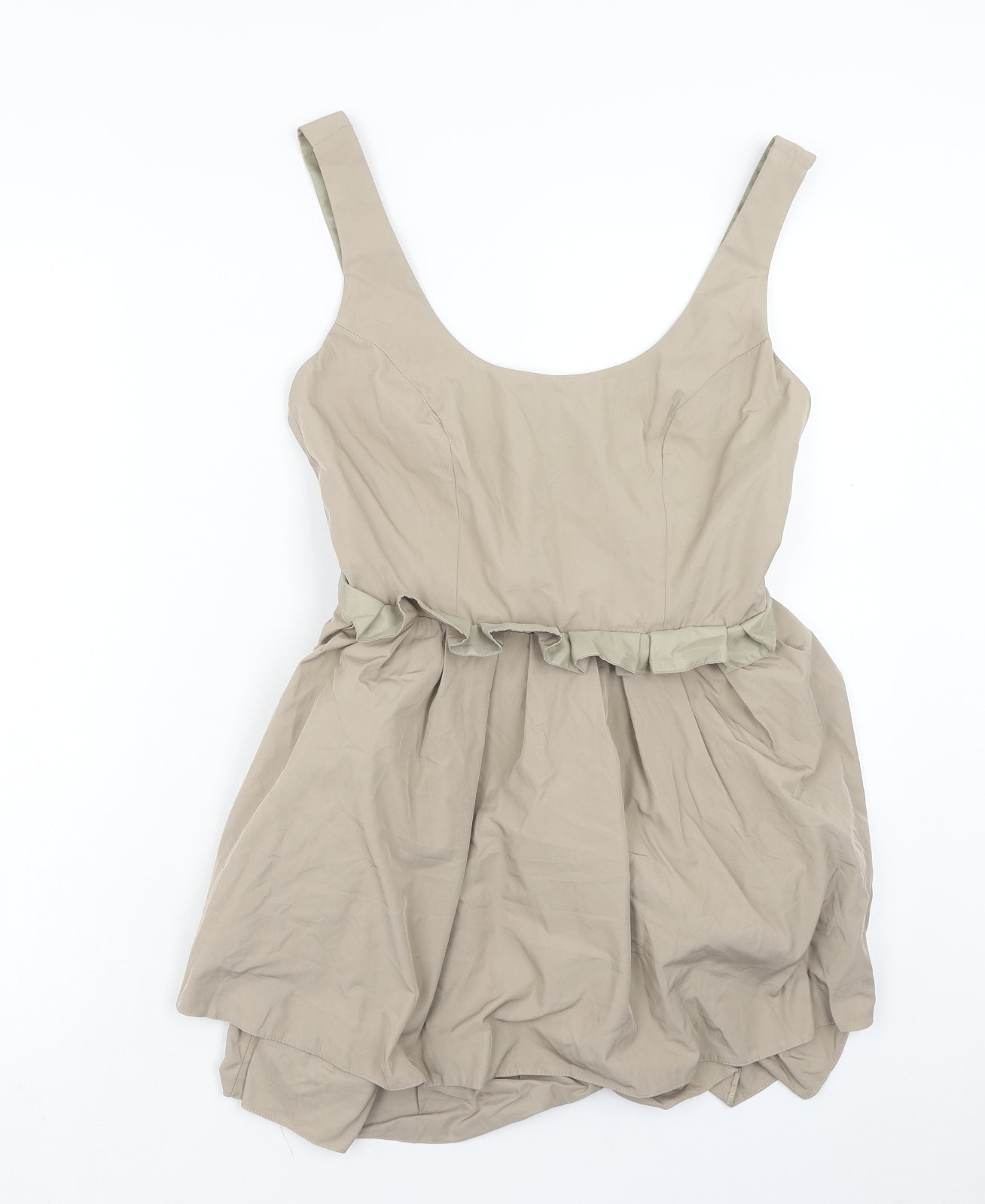 ASOS Womens Beige Polyester Mini Size 10 Scoop Neck Zip