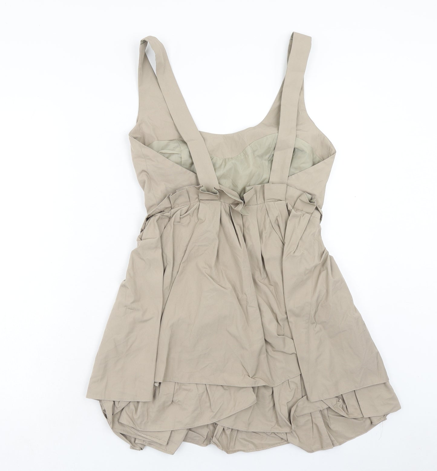 ASOS Womens Beige Polyester Mini Size 10 Scoop Neck Zip