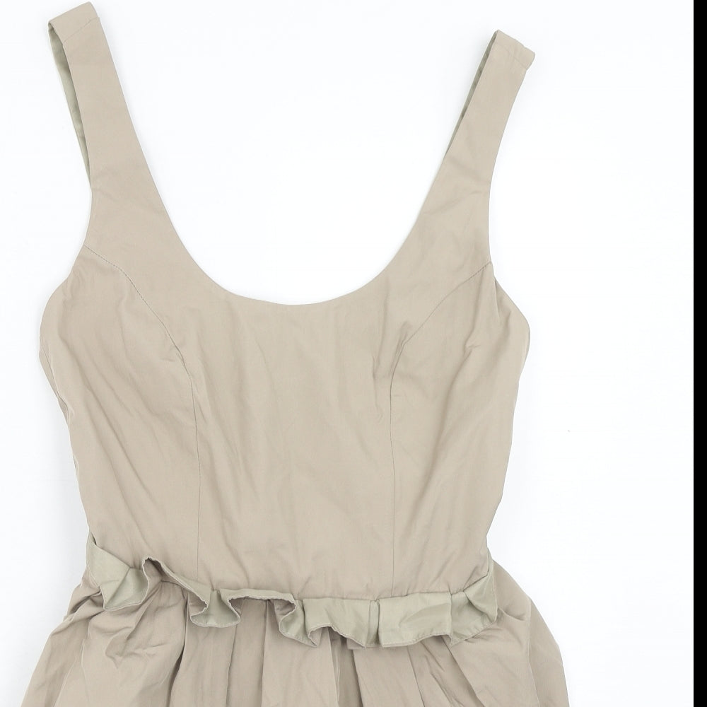 ASOS Womens Beige Polyester Mini Size 10 Scoop Neck Zip